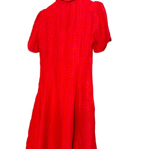 TARA JARMON Rozenn Neon Pink Heart Printed Button Collared Midi Dress Size 38 - Picture 4 of 11